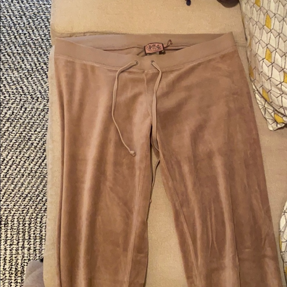 Tan Juicy couture velour sweat pants.